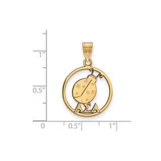 Sterling Silver Gold-plated LogoArt Alpha Sigma Alpha Sorority Symbol Medium Circle Pendant