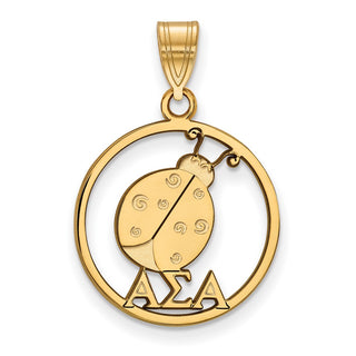 Sterling Silver Gold-plated LogoArt Alpha Sigma Alpha Sorority Symbol Medium Circle Pendant