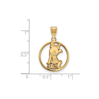 Sterling Silver Gold-plated LogoArt Alpha Xi Delta Sorority Symbol Medium Circle Pendant