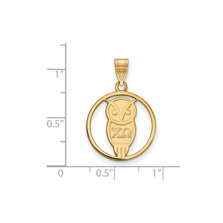 Sterling Silver Gold-plated LogoArt Chi Omega Sorority Symbol Medium Circle Pendant