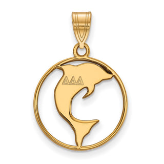 Sterling Silver Gold-plated LogoArt Delta Delta Delta Sorority Symbol Medium Circle Pendant