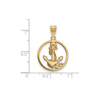 Sterling Silver Gold-plated LogoArt Delta Gamma Sorority Symbol Medium Circle Pendant