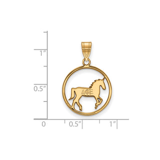 Sterling Silver Gold-plated LogoArt Delta Phi Epsilon Sorority Symbol Medium Circle Pendant