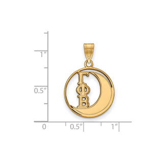 Sterling Silver Gold-plated LogoArt Gamma Phi Beta Sorority Symbol Medium Circle Pendant