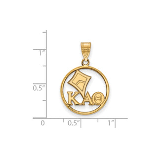 Sterling Silver Gold-plated LogoArt Kappa Alpha Theta Sorority Symbol Medium Circle Pendant