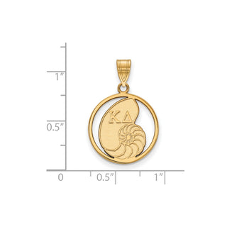 Sterling Silver Gold-plated LogoArt Kappa Delta Sorority Symbol Medium Circle Pendant