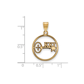 Sterling Silver Gold-plated LogoArt Kappa Kappa Gamma Sorority Symbol Medium Circle Pendant