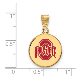 Sterling Silver Gold-plated LogoArt The Ohio State University Medium Enameled Disc Pendant