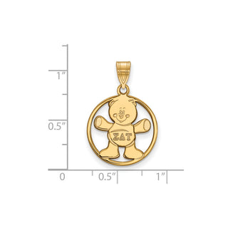 Sterling Silver Gold-plated LogoArt Sigma Delta Tau Sorority Symbol Medium Circle Pendant