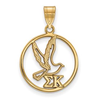 Sterling Silver Gold-plated LogoArt Sigma Kappa Sorority Symbol Medium Circle Pendant