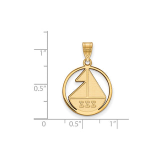 Sterling Silver Gold-plated LogoArt Sigma Sigma Sigma Sorority Symbol Medium Circle Pendant