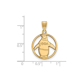 Sterling Silver Gold-plated LogoArt Theta Phi Alpha Sorority Symbol Medium Circle Pendant