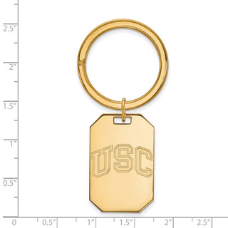 Sterling Silver Gold-plated LogoArt University of Southern California U-S-C Key Ring