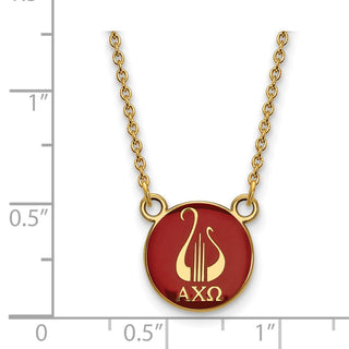 Sterling Silver Gold-plated LogoArt Alpha Chi Omega Sorority Symbol Small Color Enamel Pendant 18 inch Necklace GP042ACO-18