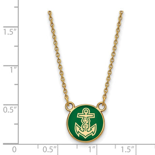 Sterling Silver Gold-plated LogoArt Alpha Sigma Tau Sorority Symbol Small Color Enamel Pendant 18 inch Necklace GP042ALS-18