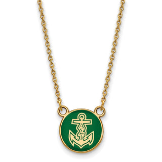 Sterling Silver Gold-plated LogoArt Alpha Sigma Tau Sorority Symbol Small Color Enamel Pendant 18 inch Necklace GP042ALS-18