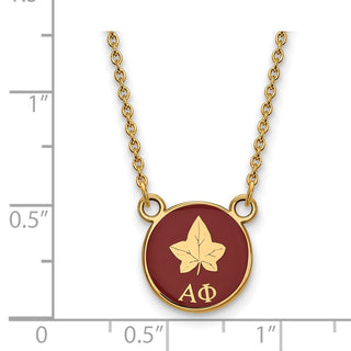 Sterling Silver Gold-plated LogoArt Alpha Phi Sorority Symbol Small Color Enamel Pendant 18 inch Necklace GP042APH-18