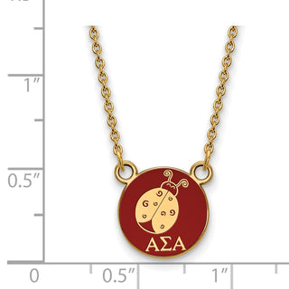 Sterling Silver Gold-plated LogoArt Alpha Sigma Alpha Sorority Symbol Small Color Enamel Pendant 18 inch Necklace GP042ASI-18