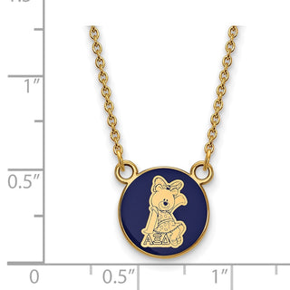 Sterling Silver Gold-plated LogoArt Alpha Xi Delta Sorority Symbol Small Color Enamel Pendant 18 inch Necklace GP042AXD-18