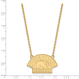 10k Gold NHL LogoArt Boston Bruins Large Pendant 18 inch Necklace 1Y042BRI-18