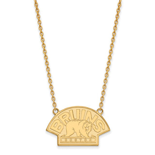 14k Gold NHL LogoArt Boston Bruins Large Pendant 18 inch Necklace 4Y042BRI-18
