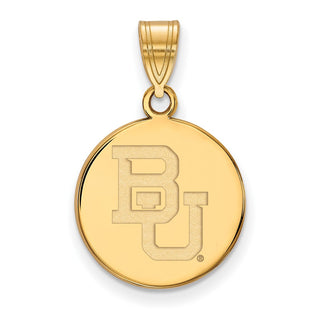Sterling Silver Gold-plated LogoArt Baylor University Bears Medium Disc Pendant