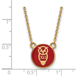 Sterling Silver Gold-plated LogoArt Chi Omega Sorority Symbol Small Color Enamel Pendant 18 inch Necklace GP042CHO-18