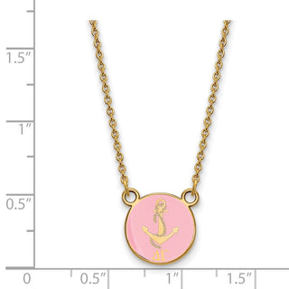 Sterling Silver Gold-plated LogoArt Delta Gamma Sorority Symbol Small Color Enamel Pendant 18 inch Necklace GP042DG-18