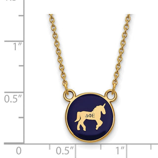 Sterling Silver Gold-plated LogoArt Delta Phi Epsilon Sorority Symbol Small Color Enamel Pendant 18 inch Necklace GP042DPH-18