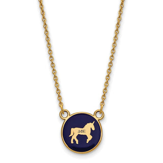 Sterling Silver Gold-plated LogoArt Delta Phi Epsilon Sorority Symbol Small Color Enamel Pendant 18 inch Necklace GP042DPH-18