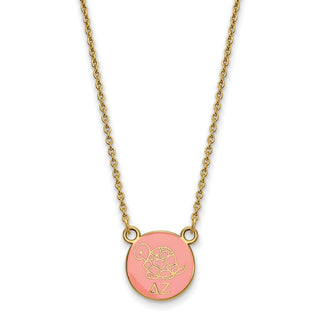 Sterling Silver Gold-plated LogoArt Delta Zeta Sorority Symbol Small Color Enamel Pendant 18 inch Necklace GP042DZ-18