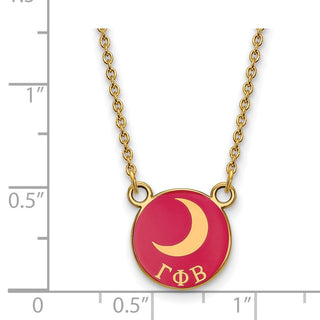 Sterling Silver Gold-plated LogoArt Gamma Phi Beta Sorority Symbol Small Color Enamel Pendant 18 inch Necklace GP042GPB-18