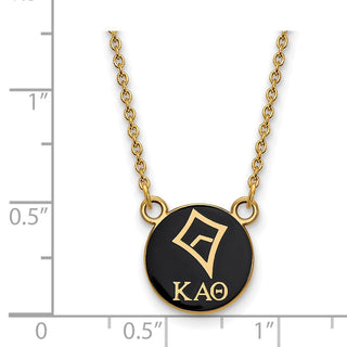 Sterling Silver Gold-plated LogoArt Kappa Alpha Theta Sorority Symbol Small Color Enamel Pendant 18 inch Necklace GP042KAT-18