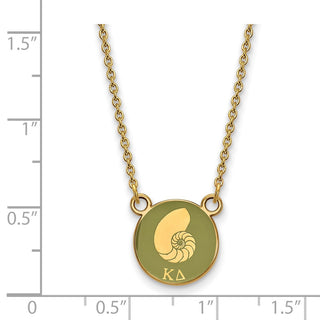 Sterling Silver Gold-plated LogoArt Kappa Delta Sorority Symbol Small Color Enamel Pendant 18 inch Necklace GP042KD-18