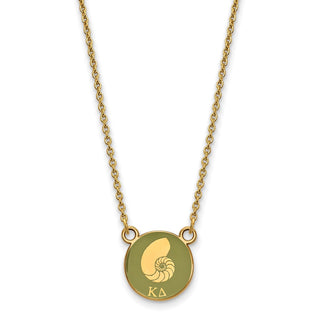 Sterling Silver Gold-plated LogoArt Kappa Delta Sorority Symbol Small Color Enamel Pendant 18 inch Necklace GP042KD-18