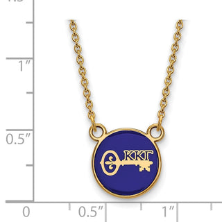 Sterling Silver Gold-plated LogoArt Kappa Kappa Gamma Sorority Symbol Small Color Enamel Pendant 18 inch Necklace GP042KKG-18