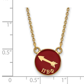 Sterling Silver Gold-plated LogoArt Pi Beta Phi Sorority Symbol Small Color Enamel Pendant 18 inch Necklace GP042PBP-18