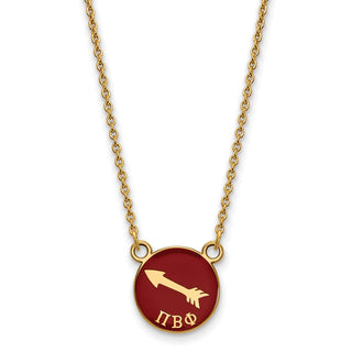 Sterling Silver Gold-plated LogoArt Pi Beta Phi Sorority Symbol Small Color Enamel Pendant 18 inch Necklace GP042PBP-18