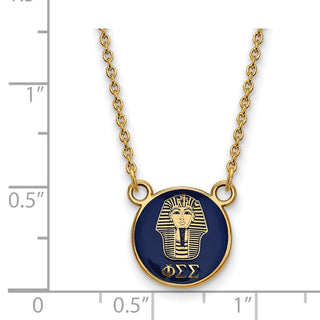 Sterling Silver Gold-plated LogoArt Phi Sigma Sigma Sorority Symbol Small Color Enamel Pendant 18 inch Necklace GP042PSS-18