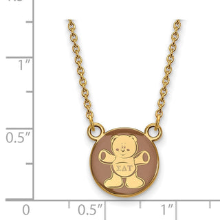 Sterling Silver Gold-plated LogoArt Sigma Delta Tau Sorority Symbol Small Color Enamel Pendant 18 inch Necklace GP042SDT-18