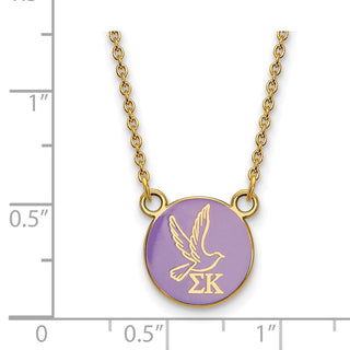 Sterling Silver Gold-plated LogoArt Sigma Kappa Sorority Symbol Small Color Enamel Pendant 18 inch Necklace GP042SKP-18