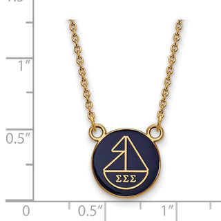Sterling Silver Gold-plated LogoArt Sigma Sigma Sigma Sorority Symbol Small Color Enamel Pendant 18 inch Necklace GP042SSS-18