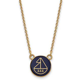 Sterling Silver Gold-plated LogoArt Sigma Sigma Sigma Sorority Symbol Small Color Enamel Pendant 18 inch Necklace GP042SSS-18