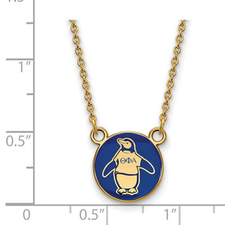 Sterling Silver Gold-plated LogoArt Theta Phi Alpha Sorority Symbol Small Color Enamel Pendant 18 inch Necklace GP042TPA-18