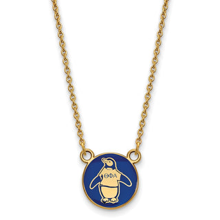 Sterling Silver Gold-plated LogoArt Theta Phi Alpha Sorority Symbol Small Color Enamel Pendant 18 inch Necklace GP042TPA-18