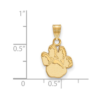 Sterling Silver Gold-plated LogoArt University of Pittsburgh Panther Paw Small Pendant