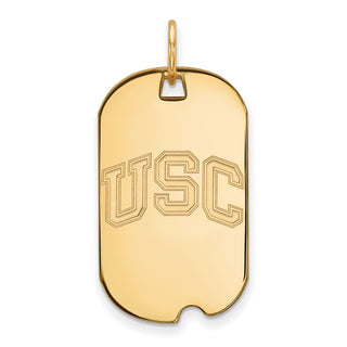 Sterling Silver Gold-plated LogoArt University of Southern California U-S-C Small Dog Tag Pendant