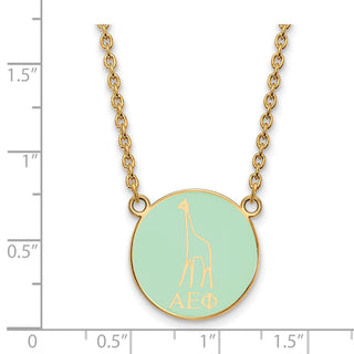 Sterling Silver Gold-plated LogoArt Alpha Epsilon Phi Sorority Symbol Small Color Enamel Pendant 18 inch Necklace