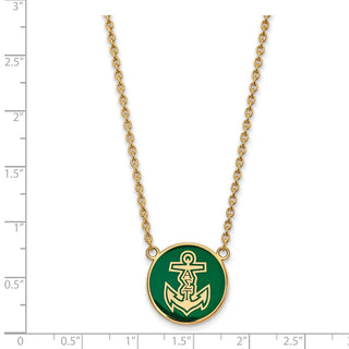 Sterling Silver Gold-plated LogoArt Alpha Sigma Tau Sorority Symbol Large Color Enamel Pendant 18 inch Necklace GP043ALS-18