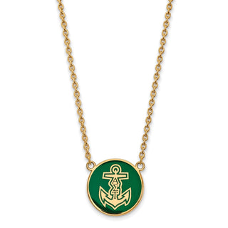 Sterling Silver Gold-plated LogoArt Alpha Sigma Tau Sorority Symbol Large Color Enamel Pendant 18 inch Necklace GP043ALS-18